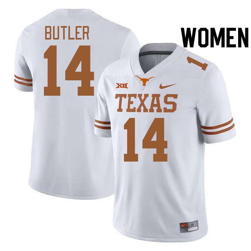 Women #14 Aaron Butler Texas Longhorns College Football Jerseys Stitched-White